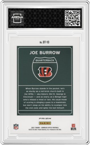 Joe Burrow from the 2021 Panini Donruss Optic set graded by Arena Club.