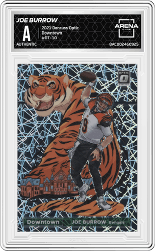 Joe Burrow from the 2021 Panini Donruss Optic set graded by Arena Club.