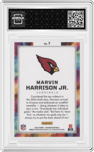 Marvin Harrison Jr. from the 2024 Panini Obsidian set graded by Arena Club.