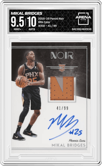 Mikal Bridges from the 2018-19 Panini Noir set graded by Arena Club and given an overall grade of 9.5.