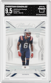 Christian Gonzalez from the 2023 Panini Flawless set featuring a Diamond parallel graded by Arena Club and given an overall grade of 9.5.