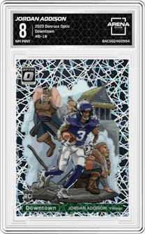 Jordan Addison from the 2023 Donruss Optic set graded by Arena Club and given an overall grade of 8.