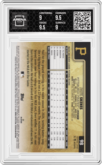 Paul Skenes from the 2025 Topps set graded by Arena Club and given an overall grade of 9.5.