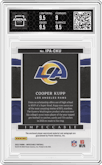 Cooper Kupp from the 2022 Panini Impeccable set graded by Arena Club and given an overall grade of 9.5.