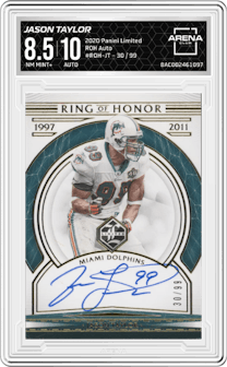 Jason Taylor from the 2020 Panini Limited set graded by Arena Club and given an overall grade of 8.5.