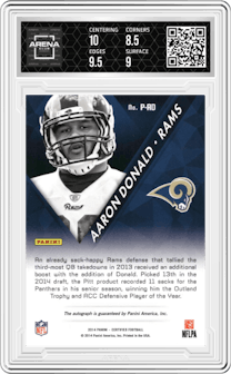 Aaron Donald from the 2014 Panini Certified set and given an overall grade of 9.