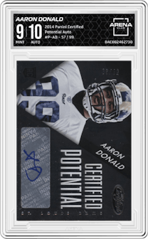 Aaron Donald from the 2014 Panini Certified set and given an overall grade of 9.
