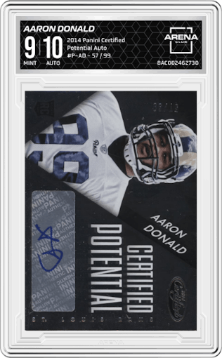 Aaron Donald from the 2014 Panini Certified set graded by Arena Club and given an overall grade of 9.