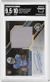 Jahmyr Gibbs from the 2023 Panini Limited set featuring a Gold Spotlight  parallel graded by Arena Club and given an overall grade of 9.5.