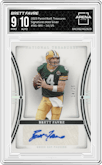 Brett Favre from the 2023 Panini National Treasures set featuring a Holo Silver parallel graded by Arena Club and given an overall grade of 9.