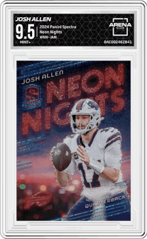 Josh Allen from the 2024 Panini Spectra set graded by Arena Club and given an overall grade of 9.5.