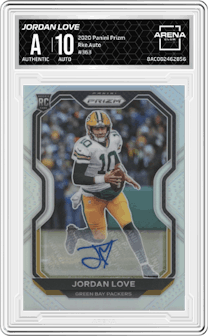 Jordan Love from the 2020 Panini Prizm set graded by Arena Club.
