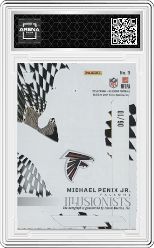 Michael Penix Jr.  from the 2024 Panini Illusions set featuring a Gold parallel graded by Arena Club.