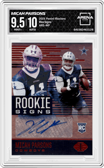 Micah Parsons from the 2021 Panini Illusions set graded by Arena Club and given an overall grade of 9.5.