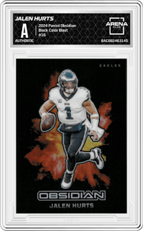 Jalen Hurts from the 2024 Panini Obsidian set graded by Arena Club.