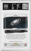 Jalen Carter from the 2023 Panini Impeccable set featuring a Gold parallel graded by Arena Club and given an overall grade of 9.5.