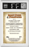 Jackson Holliday from the 2023 Bowman Draft set graded by Arena Club and given an overall grade of 9.5.