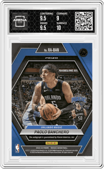 Paolo Banchero from the 2022-23 Panini Mosaic set featuring a Mosaic parallel graded by Arena Club and given an overall grade of 9.5.