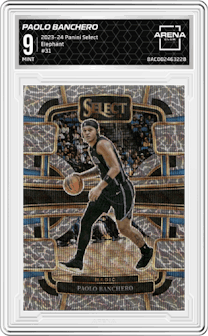  Paolo Banchero from the 2023-24 Panini Select  set featuring a Elephant Prizm parallel and given an overall grade of 9.