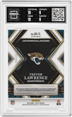 Trevor Lawrence from the 2022 Panini Select set featuring a Tie-Dye parallel graded by Arena Club and given an overall grade of 8.5.