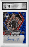 Amen Thompson from the 2023-24 Panini Mosaic set featuring a Blue parallel graded by Arena Club and given an overall grade of 10.