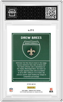 Drew Brees from the 2020 Panini Donruss Optic set graded by Arena Club.