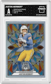 Justin Herbert  from the 2024 Panini Mosaic set graded by Arena Club and given an overall grade of 0.