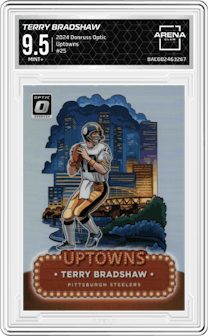 Terry Bradshaw from the 2024 Donruss Optic set and given an overall grade of 9.5.