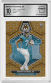 Brian Thomas Jr. from the 2024 Panini Mosaic set featuring a Honeycomb parallel graded by Arena Club and given an overall grade of 10.