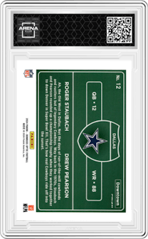 Roger Staubach/Drew Pearson from the 2024 Donruss Optic set graded by Arena Club.
