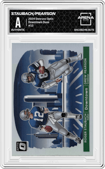 Roger Staubach/Drew Pearson from the 2024 Donruss Optic set graded by Arena Club.
