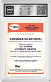 Emeka Egbuka from the 2023 Bowman Chrome University set graded by Arena Club and given an overall grade of 10.