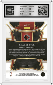 Gradey Dick from the 2023-24 Panini Select  set featuring a Tiger parallel graded by Arena Club and given an overall grade of 10.