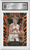 Gradey Dick from the 2023-24 Panini Select  set featuring a Tiger parallel graded by Arena Club and given an overall grade of 10.