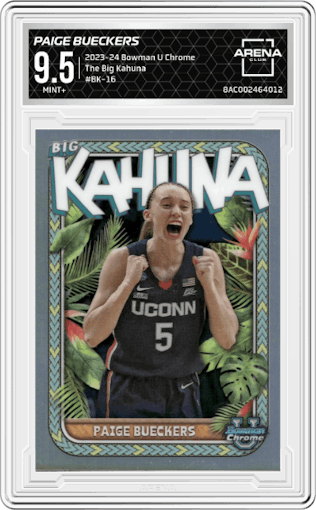 Paige Bueckers from the 2023-24 Bowman U Chrome set graded by Arena Club and given an overall grade of 9.5.