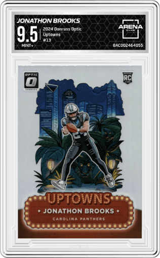 Jonathon Brooks  from the 2024 Donruss Optic set graded by Arena Club and given an overall grade of 9.5.