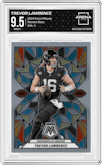 Trevor Lawrence from the 2024 Panini Mosaic set graded by Arena Club and given an overall grade of 9.5.