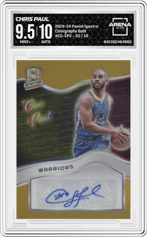 Chris Paul from the 2023-24 Panini Spectra set featuring a Gold parallel graded by Arena Club and given an overall grade of 9.5.