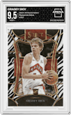 Gradey Dick from the 2023-24 Panini Select  set featuring a Zebra Prizm parallel graded by Arena Club and given an overall grade of 9.5.