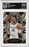 Ja Morant from the 2023-24 Panini Select  set featuring a Zebra Prizm parallel graded by Arena Club and given an overall grade of 9.5.