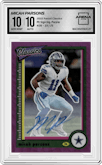 Micah Parsons from the 2022 Panini Classics set featuring a Purple parallel graded by Arena Club and given an overall grade of 10.