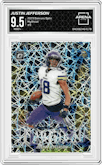 Justin Jefferson from the 2023 Donruss Optic set graded by Arena Club and given an overall grade of 9.5.