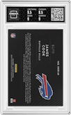 James Cook from the 2022 Panini Illusions set featuring a  Gold  parallel graded by Arena Club and given an overall grade of 9.