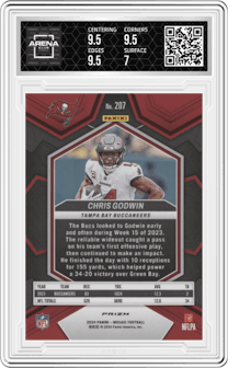 Chris Godwin	 from the 2024 Panini Mosaic set featuring a Honeycomb parallel graded by Arena Club and given an overall grade of 7.5.