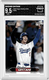 Shohei Ohtani  from the 2024 Topps Stadium Club set graded by Arena Club and given an overall grade of 9.5.