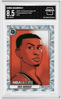 Kris Murray from the 2023-24 Panini Hoops Premium Stock set graded by Arena Club and given an overall grade of 8.5.