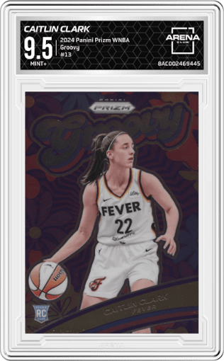 Caitlin Clark from the 2024 Panini Prizm WNBA set graded by Arena Club and given an overall grade of 9.5.