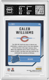 Caleb Williams from the 2024 Donruss Optic set featuring a Purple Shock parallel graded by Arena Club and given an overall grade of 9.5.