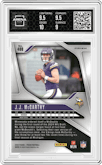 J.J. McCarthy from the 2024 Panini Prizm set featuring a Lazer Prizm parallel graded by Arena Club and given an overall grade of 9.5.