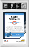 Caleb Williams from the 2024 Donruss Optic set featuring a Purple Shock parallel graded by Arena Club and given an overall grade of 9.5.